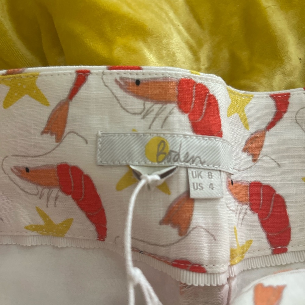 Boden Linen Shrimp and Starfish Print Shorts. Size 4 NWT - Picture 4 of 8